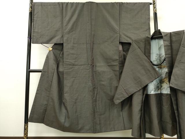 平和屋着物●男性 紬 アンサンブル 100亀甲 総詰め 正絹 逸品 DAAX9967fe
