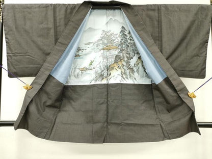 平和屋着物●男性 紬 アンサンブル 100亀甲 総詰め 正絹 逸品 DAAX9967fe