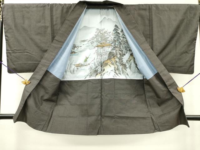 平和屋着物●男性 紬 アンサンブル 100亀甲 総詰め 正絹 逸品 DAAX9967fe
