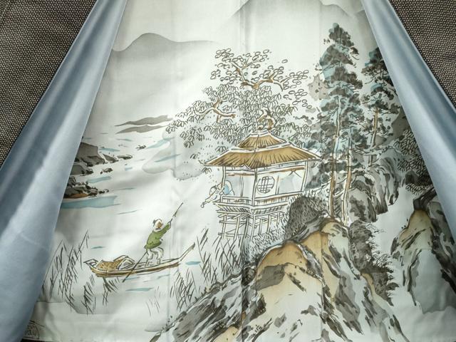 平和屋着物●男性 紬 アンサンブル 100亀甲 総詰め 正絹 逸品 DAAX9967fe
