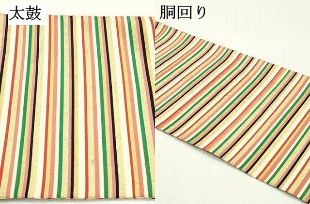 平和屋着物●爪掻き本綴れ　八寸名古屋帯　横段文　金糸　正絹　逸品　DAAY0003ob