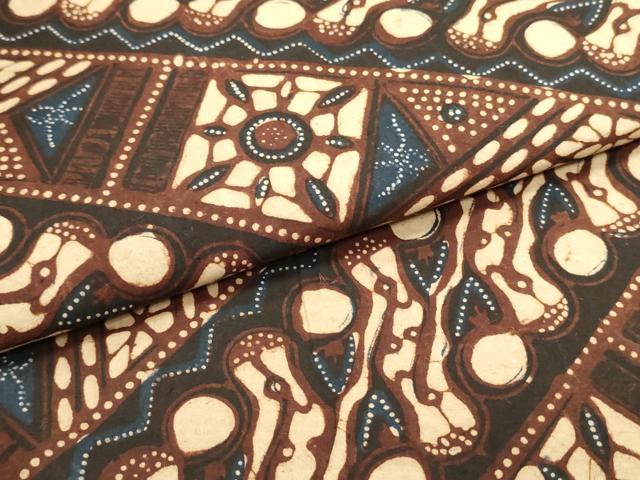 平和屋着物●全通柄九寸名古屋帯　型染め　バティック柄　正絹　逸品　未使用　DAAY0005ob