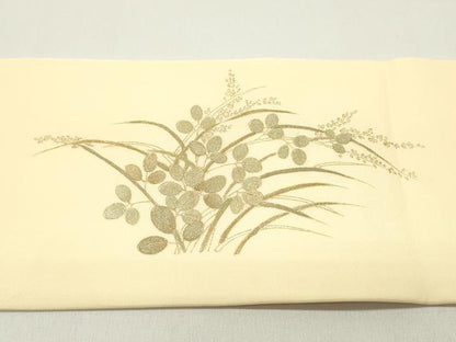 平和屋着物●塩瀬　九寸名古屋帯　蔦の葉文　蜂蜜色　金彩　正絹　逸品　DAAY0046ob