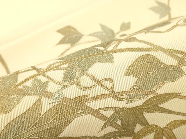 平和屋着物●塩瀬　九寸名古屋帯　蔦の葉文　蜂蜜色　金彩　正絹　逸品　DAAY0046ob