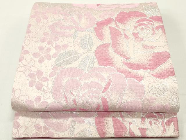 平和屋着物●H・L（アッシュエル）　HENRI-LUC CHAPUIS　両面　全通柄袋帯　薔薇　銀糸　CABG1810vp 平和屋着物○H・L（アッシュエル） HENRI-LUC CHAPUIS 両面 全通柄袋帯