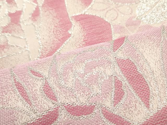 平和屋着物●H・L（アッシュエル）　HENRI-LUC CHAPUIS　両面　全通柄袋帯　薔薇　銀糸　CABG1810vp 平和屋着物○H・L（アッシュエル） HENRI-LUC CHAPUIS 両面 全通柄袋帯
