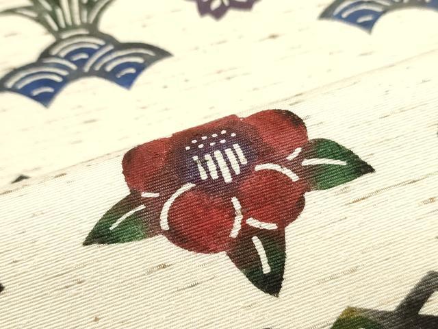 平和屋着物●九寸名古屋帯 作家物 ぜんまい紬 紅型 舞蝶花鳥間道 正絹 逸品 DAAY0051ob
