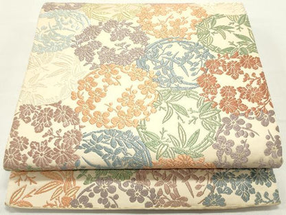 平和屋着物●六通柄袋帯　唐織　草花丸文　金糸　正絹　逸品　DAAY0060ob