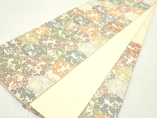 平和屋着物●六通柄袋帯　唐織　草花丸文　金糸　正絹　逸品　DAAY0060ob