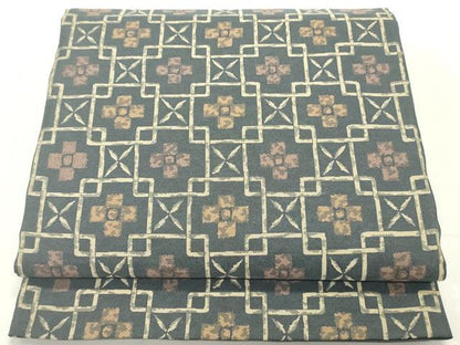 平和屋着物●六通柄袋帯　七宝繋ぎ花文　正絹　逸品　DAAY0092ob