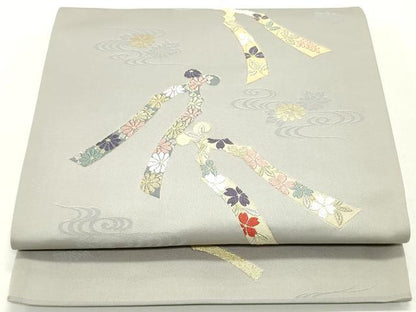 平和屋着物●六通柄袋帯 唐織 流水花文 金糸 正絹 逸品 DAAY0104ob