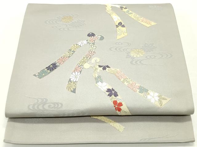 平和屋着物●六通柄袋帯 唐織 流水花文 金糸 正絹 逸品 DAAY0104ob