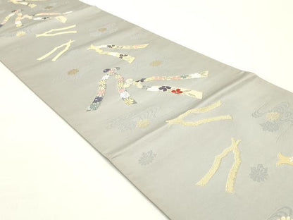 平和屋着物●六通柄袋帯 唐織 流水花文 金糸 正絹 逸品 DAAY0104ob