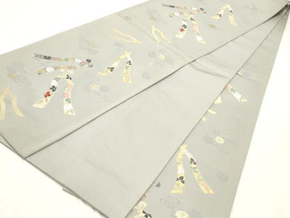 平和屋着物●六通柄袋帯 唐織 流水花文 金糸 正絹 逸品 DAAY0104ob