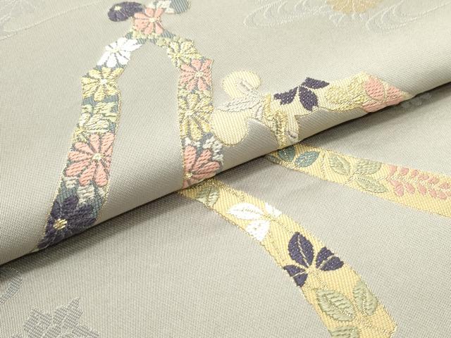 平和屋着物●六通柄袋帯 唐織 流水花文 金糸 正絹 逸品 DAAY0104ob