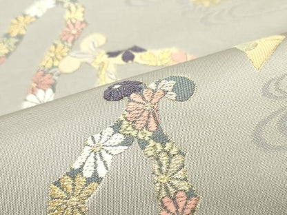 平和屋着物●六通柄袋帯 唐織 流水花文 金糸 正絹 逸品 DAAY0104ob