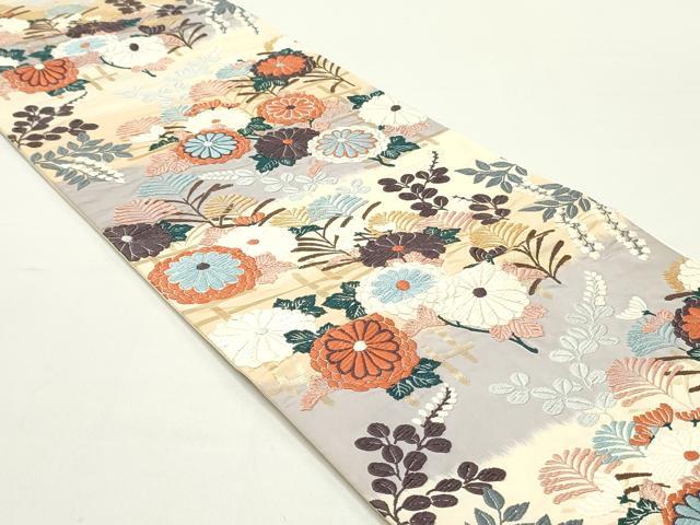平和屋着物●六通柄袋帯　唐織　草花文　金糸　正絹　逸品　DAAY0110ob