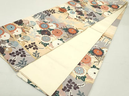 平和屋着物●六通柄袋帯　唐織　草花文　金糸　正絹　逸品　DAAY0110ob