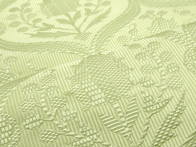 平和屋着物●本場筑前博多織　八寸名古屋帯　立涌南天花文　若苗色　正絹　逸品　DAAY0154ob