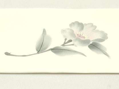 平和屋着物●塩瀬　九寸名古屋帯　作家者　手描き　草花文　象牙色　正絹　逸品　DAAY0165ob