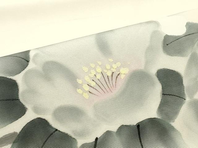 平和屋着物●塩瀬　九寸名古屋帯　作家者　手描き　草花文　象牙色　正絹　逸品　DAAY0165ob