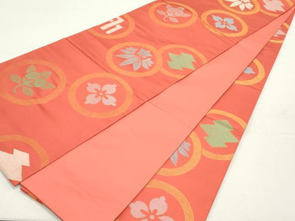 平和屋着物●織物一筋名門　織悦　全通柄袋帯　家紋文　金糸　正絹　逸品　DAAY0177ob