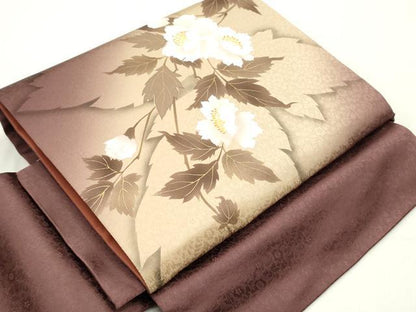 平和屋着物●ワンタッチ つけ帯 枝花文 金彩 やまと誂製 正絹 逸品 DAAY0181ob