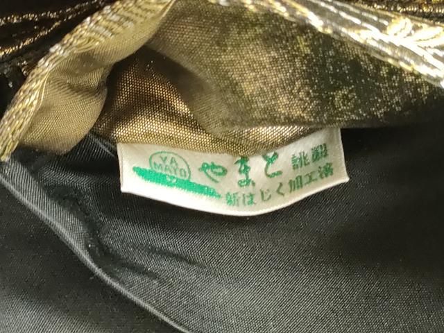 平和屋着物●ワンタッチ つけ帯 唐織 流水草花文 黒地 金銀糸 やまと誂製 正絹 逸品 DAAY0182ob