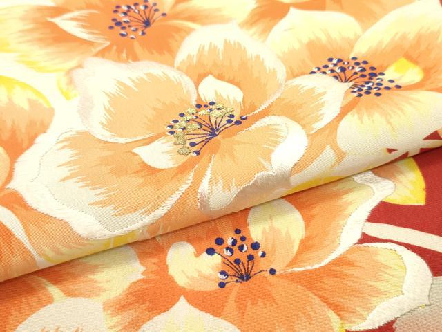 平和屋着物●アンティーク 大正ロマン 全通柄京袋帯 刺繍 舞花文 金銀糸 正絹 逸品 DAAY0185ob
