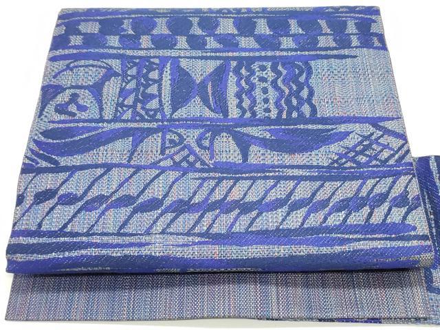 平和屋着物●本場筑前博多織 八寸名古屋帯 幾何学横段文 正絹 逸品 DAAY0189ob