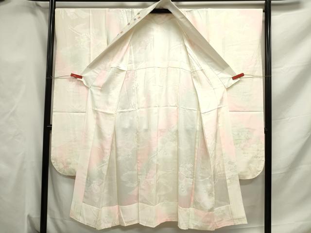 平和屋着物●振袖用長襦袢 無双仕立て 雲取り草花地紋 暈し染め 広衿刺繍 正絹 逸品 DAAY0203ob