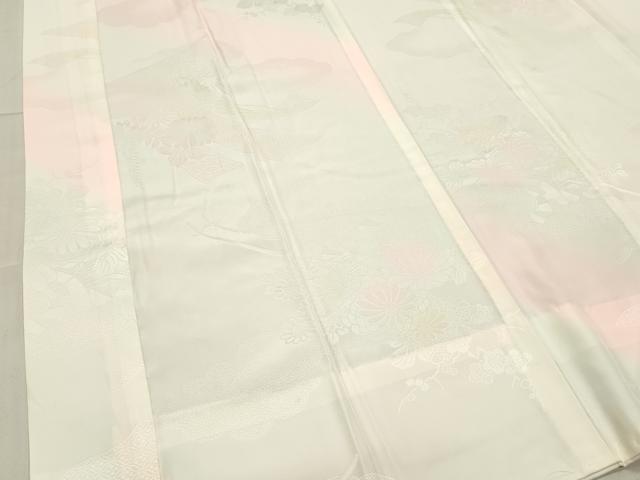 平和屋着物●振袖用長襦袢 無双仕立て 雲取り草花地紋 暈し染め 広衿刺繍 正絹 逸品 DAAY0203ob