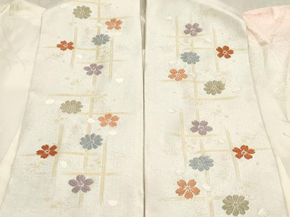 平和屋着物●振袖用長襦袢 無双仕立て 雲取り草花地紋 暈し染め 広衿刺繍 正絹 逸品 DAAY0203ob