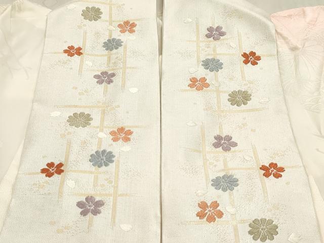 平和屋着物●振袖用長襦袢 無双仕立て 雲取り草花地紋 暈し染め 広衿刺繍 正絹 逸品 DAAY0203ob