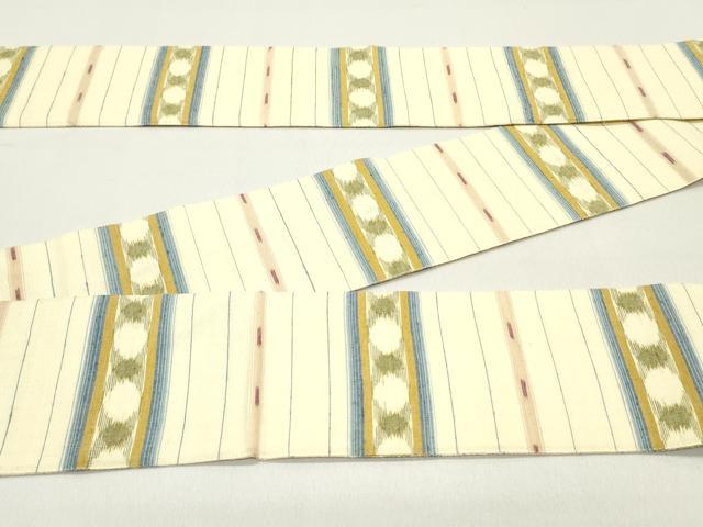平和屋着物●男性 角帯 紬地 横段文 鳥の子色 正絹 逸品 DAAY0208ob