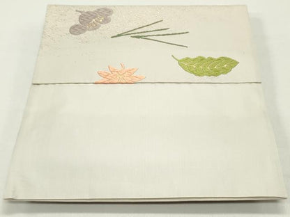 平和屋着物●つけ帯 唐織 草花文 素色 金糸 正絹 逸品 DAAY0210ob