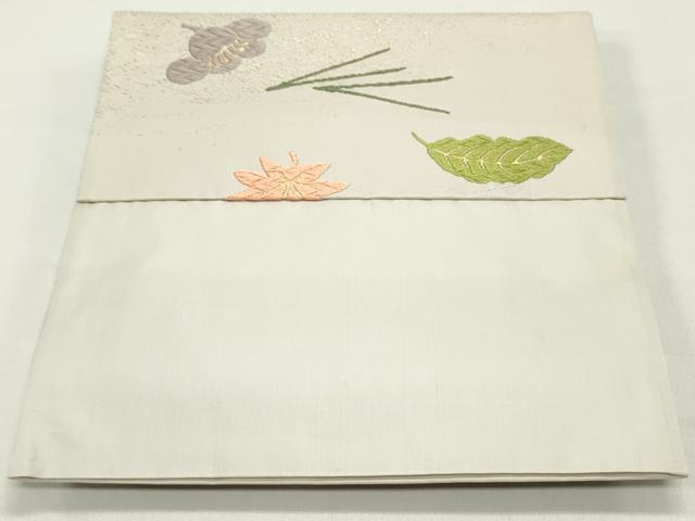 平和屋着物●つけ帯 唐織 草花文 素色 金糸 正絹 逸品 DAAY0210ob