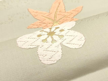平和屋着物●つけ帯 唐織 草花文 素色 金糸 正絹 逸品 DAAY0210ob