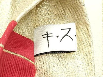 平和屋着物●全通柄袋帯 幾何学間道 金糸 DAAY0233ob