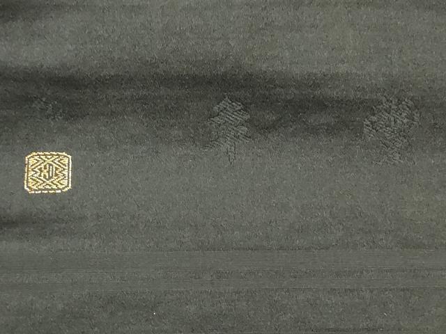 平和屋着物●アンティーク 大正ロマン 丸帯 駒刺繍 総刺繍 檜扇鶴文 黒地 正絹 逸品 DAAY0234ob
