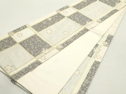 平和屋着物●六通柄袋帯 唐織 舞桜間道 変わり市松 金糸 正絹 逸品 DAAY0249ob