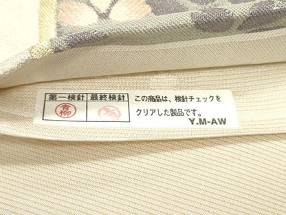 平和屋着物●六通柄袋帯 唐織 舞桜間道 変わり市松 金糸 正絹 逸品 DAAY0249ob