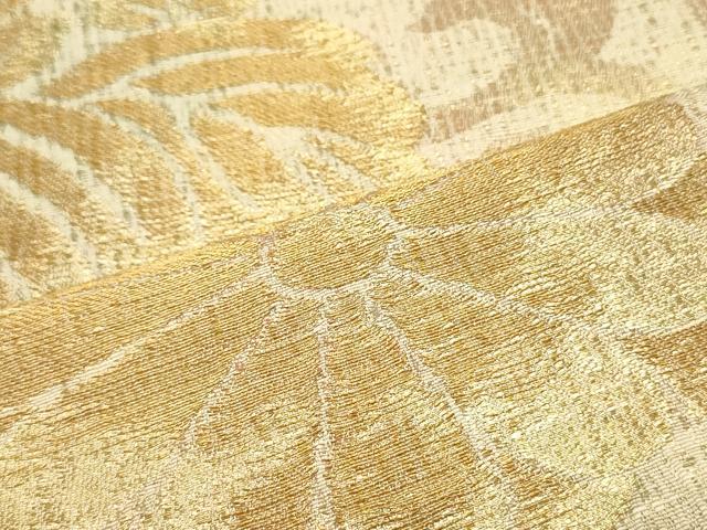 平和屋着物▽六通柄袋帯 スリーシーズン 春夏秋 櫛織 花唐草松葉文 金糸 正絹 逸品 DAAY0256ob