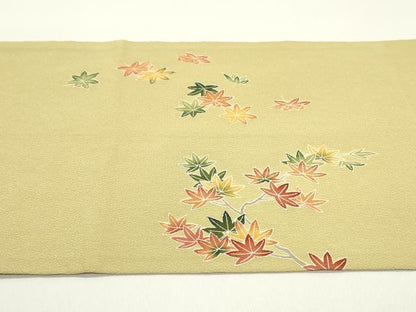 平和屋着物●九寸開き名古屋帯 枝楓文 鬼しぼ縮緬 正絹 逸品 DAAY0259ob