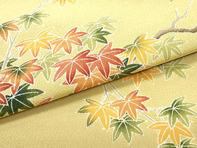 平和屋着物●九寸開き名古屋帯 枝楓文 鬼しぼ縮緬 正絹 逸品 DAAY0259ob