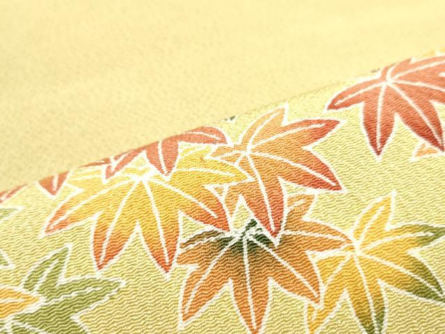 平和屋着物●九寸開き名古屋帯 枝楓文 鬼しぼ縮緬 正絹 逸品 DAAY0259ob