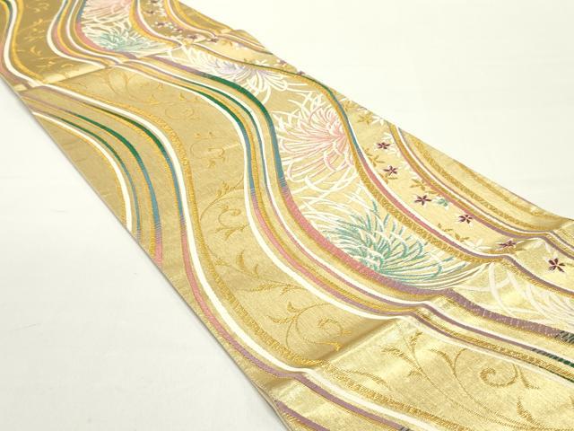 平和屋着物●六通柄袋帯　唐織　流水花唐草文　金糸　正絹　逸品　DAAY0266ob