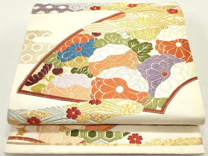 平和屋着物●六通柄袋帯　唐織　松風　桃山有職文様　金糸　正絹　逸品　DAAY0271ob