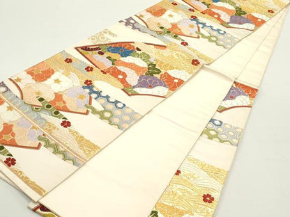 平和屋着物●六通柄袋帯　唐織　松風　桃山有職文様　金糸　正絹　逸品　DAAY0271ob
