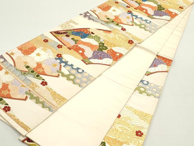 平和屋着物●六通柄袋帯　唐織　松風　桃山有職文様　金糸　正絹　逸品　DAAY0271ob